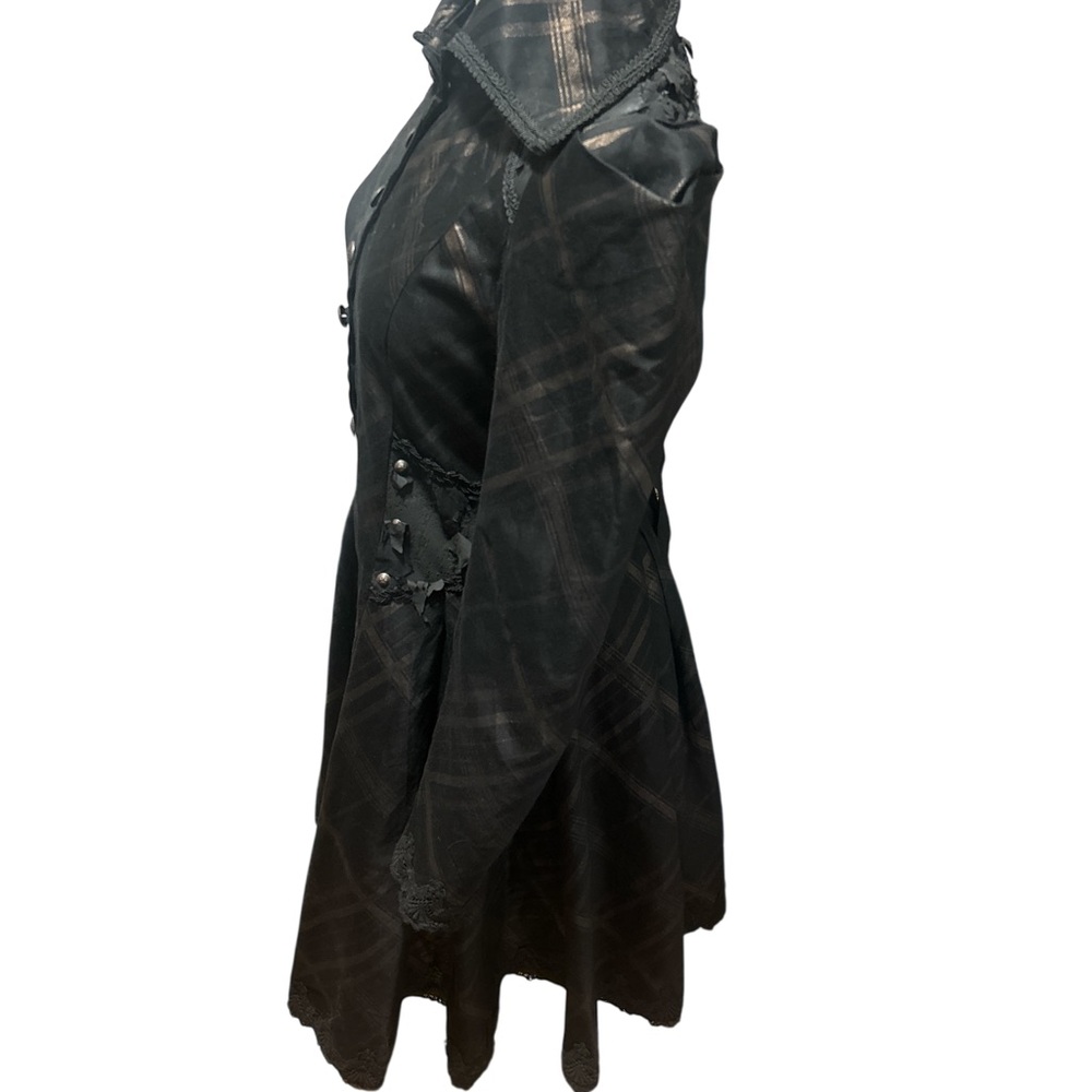 Vtg Lip Service Steampunk Victorian Goth Dress Small Black Plaid Whimsigoth - Picture 5 of 15
